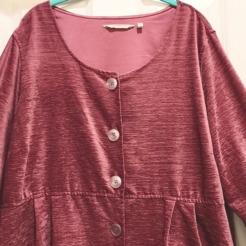 Soft Surroundings pink/purple button up tunic - Picture 5 of 6